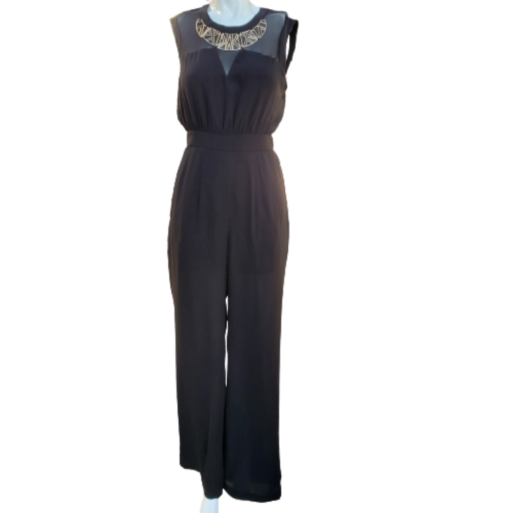 NEW XOXO BLACK JUMPSUIT COLLARED GOLD SZ 3